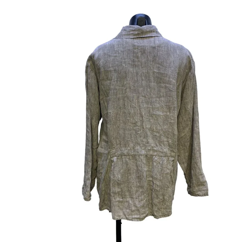 Flax By Jeanne Engelhart  Womens Light Brown Linen Jacket Size Medium - Picture 2 of 5
